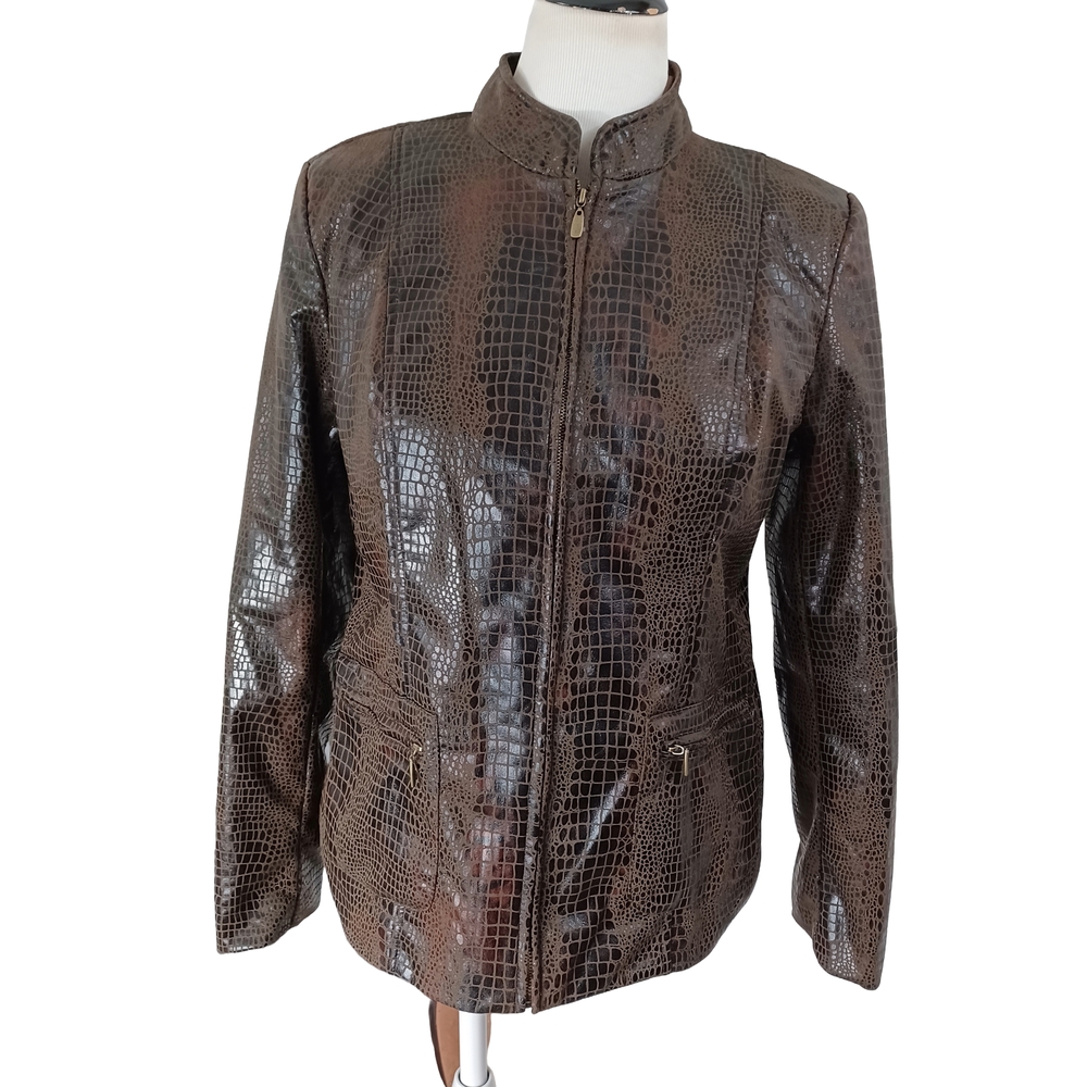 NOTATIONS FAUX LEATHER ZIP-UP JACKET SIZE XL NWT